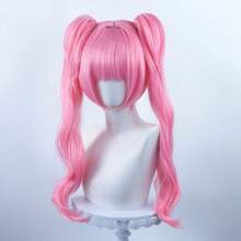 Pink Cosplay Wig Anime Synthetic Wig With Two Long Ponytails Dress Up Wig For Party - Pink - View 11