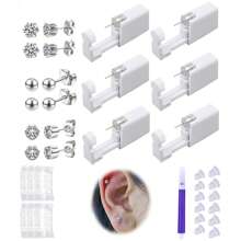 Ear Piercing Kit Disposable Ear Piercing Gun Kit With Sterile Multi-Sized CZ Earring Studs Easy And Earring Self Piercing Kit For Your Own Use At Home