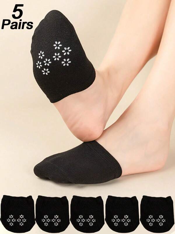 5 Pairs Women's Two-Tone Ankle Socks, No Show Socks, Thin Silicone Non-Slip Hidden Socks For High Heels, Suitable For Daily Wear, Autumn/Winter