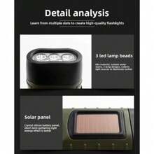 Solar Hand Cranked Flashlight Multifunctional Camping Power Supply Emergency LED Emergency Light Outdoor Lighting