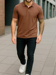 Men's Premium Piquet Polo Shirt - Óxido marrón - Ver 2