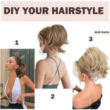 1PC Ponytail Extension Claw Clip Short Pony Tails Hair Extensions For Women Synthetic Wavy Hairpieces For Daily Use - Multicolor - View 4