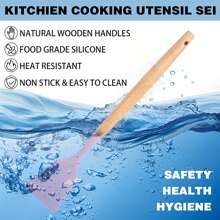 19pcs Silicone Kitchen Utensil Set With Wooden Handles, Heat-Resistant Non-Stick Cooking Tools, Includes Elegant Knives And Storage Organizer- Easy Cooking & Cleaning For Home And Kitchen Light Green