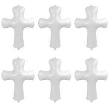 6szt. Balonów Foliowych W Kształcie Krzyża, Nadających Się Na Pierwszą Komunię, Dekoracje Na Przyjęcie Chrztu, Dekoracje Na Chrzest