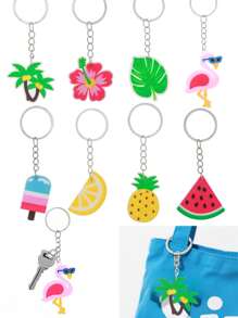 1 pieza/10/30/50 piezas Recuerdos de la fiesta hawaiana Luau de verano Llavero con diseño de flamenco, piña y temática tropical hawaiana para fiesta Luau, 8 estilos (Encantador)