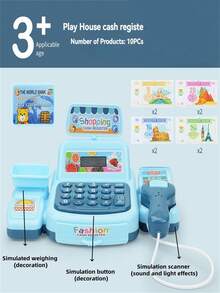 儿童超市电子收银机玩具套装，包含扫描仪、硬币、模拟结账场景、适合男孩和女孩的角色扮演互动游戏，完美的生日或圣诞节礼物，随机配件款式 - 彩色 - 查看 5