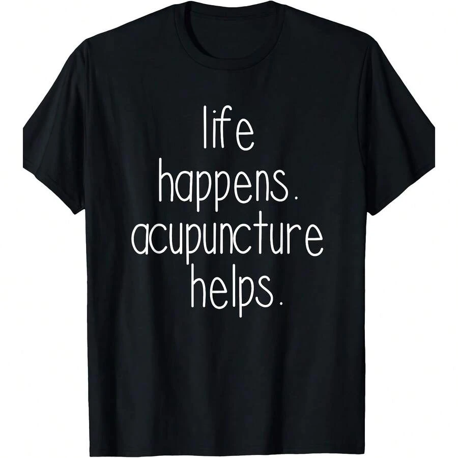 Regalos para acupunturista - Camiseta "La vida pasa, la acupuntura ayuda" - Negro - Ver 1