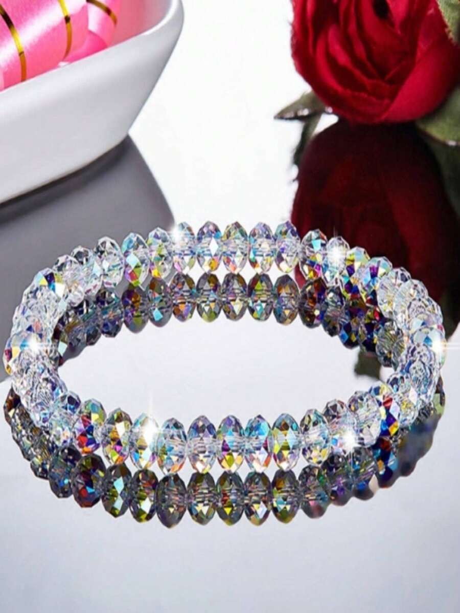 1pc Crystals Stretch Beaded Bracelets For Women