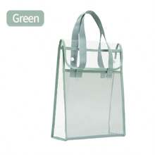 1pc A4 Double-Layer Handbag For Students, Transparent Thickened Multi-Function File Folder, PVC Waterproof Study Pouch, Large Capacity, Minimalist Desk Organizer, Stationery Supplies Subject Classification Bag, Suitable For Daily Commuting,Back To School,School Supplies