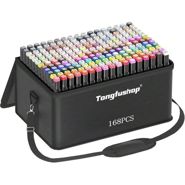 Marcadores de duas pontas - 168 peças, 120 peças, marcadores de duas pontas, conjunto faça você mesmo, mistura de cores, plástico, óleo, tinta, marcadores portáteis para grafite com base para pintura e desenho, marcadores à base de álcool, marcadores de arte permanentes de duas pontas para crianças, adultos, colorir, ilustrar, esboçar, marcadores à base de álcool para desenhar, livros, fazer cartões, conjunto de marcadores, volta às aulas