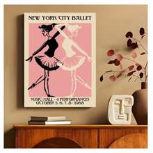 1pc Frameless Chicago Ballet Dancer Vintage Painting Printing Wall Arts Abstract Ballet Posters Suitable For Living Room, Bedroom, Dormitory, Study, Coffee Shop, Dance Studio Wall Decoration, Home Decoration ,Wall Art With Frame