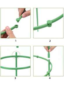 8set Plant Support Stake, Plant Support Ring With Twist Strap, Stackable Splicable Flower Bracket Support, For Indoor Outdoor Plants Flower, Climbing Plants - Multicolor - View 8