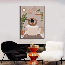 1pc Wall Arts Posters Optional Frame /Framed Pop Fashion Flowers Bathtub Leaf Abstract Wall Art Canvas Painting Boho Poster And Prints Pictures For Living Room Decor