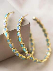 1 paire de boucles d'oreilles vintage en métal en forme de C, style bohème. Bijoux pour femmes, cadeau