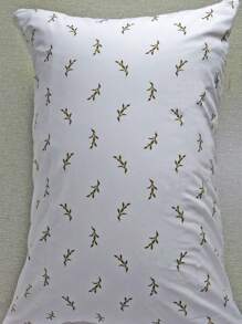 duoxia 1pc White Plain Floral Pattern Zippered Pillowcase, Hidden Zipper, Washable Cushion Cover For Home & Hotel Use