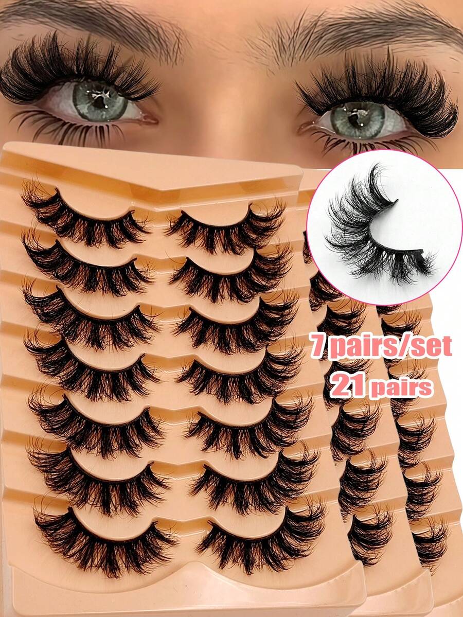Asiteo 21 Pairs Fox Eye False Eyelashes, Cat Eye Lashes, Flirty Winged Tip, Lengthening & Volumizing, Soft & Natural Looking Faux Mink Lashes - 眼尾拉長款 - 查看 1