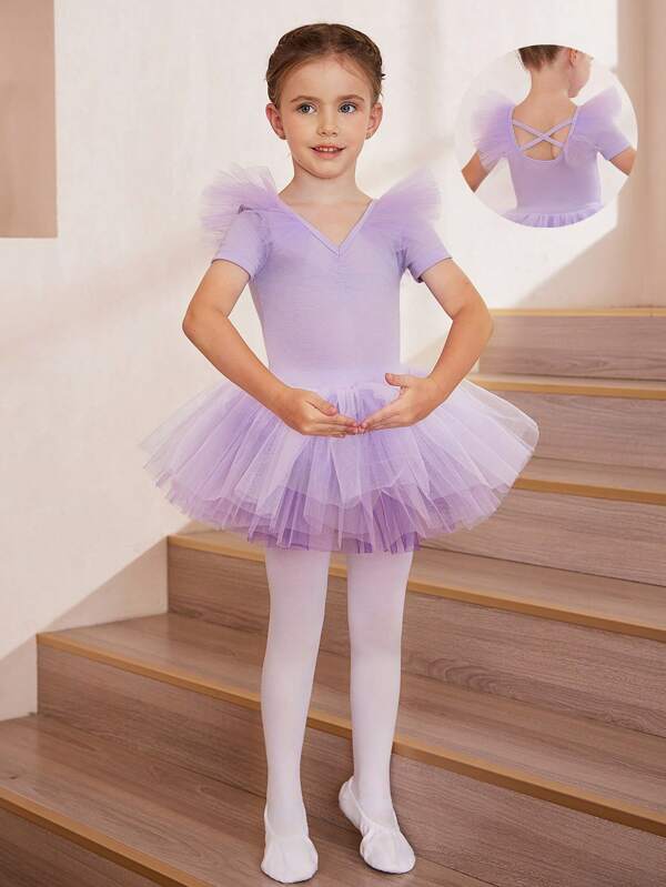 Tween Girls Ballet Dance Recital Costume, Ballerina Princess Performance Leotard Dress
