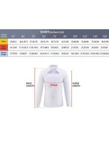 Boys' Long Sleeve Shirt, Suitable For Boys' Formal Wear, Uniforms, Teens, Young Boy Casual Wear, White, Standard Versatile, Size 3-10 Years - White - View 6