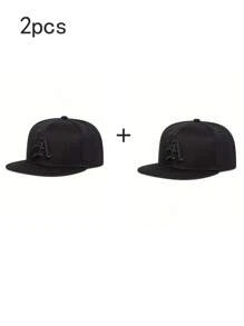 1pc Unisex Street Style Embroidered Flat-Brim Baseball Cap, 100% Polyester, Handwash, Non-Stretch, Lightweight - Adjustable Flat-Brim