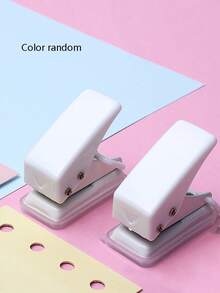 1pc Metal Single Round Hole Puncher For Paper & Loose-Leaf Pages Binding, Stationery Tool - Silver - View 1