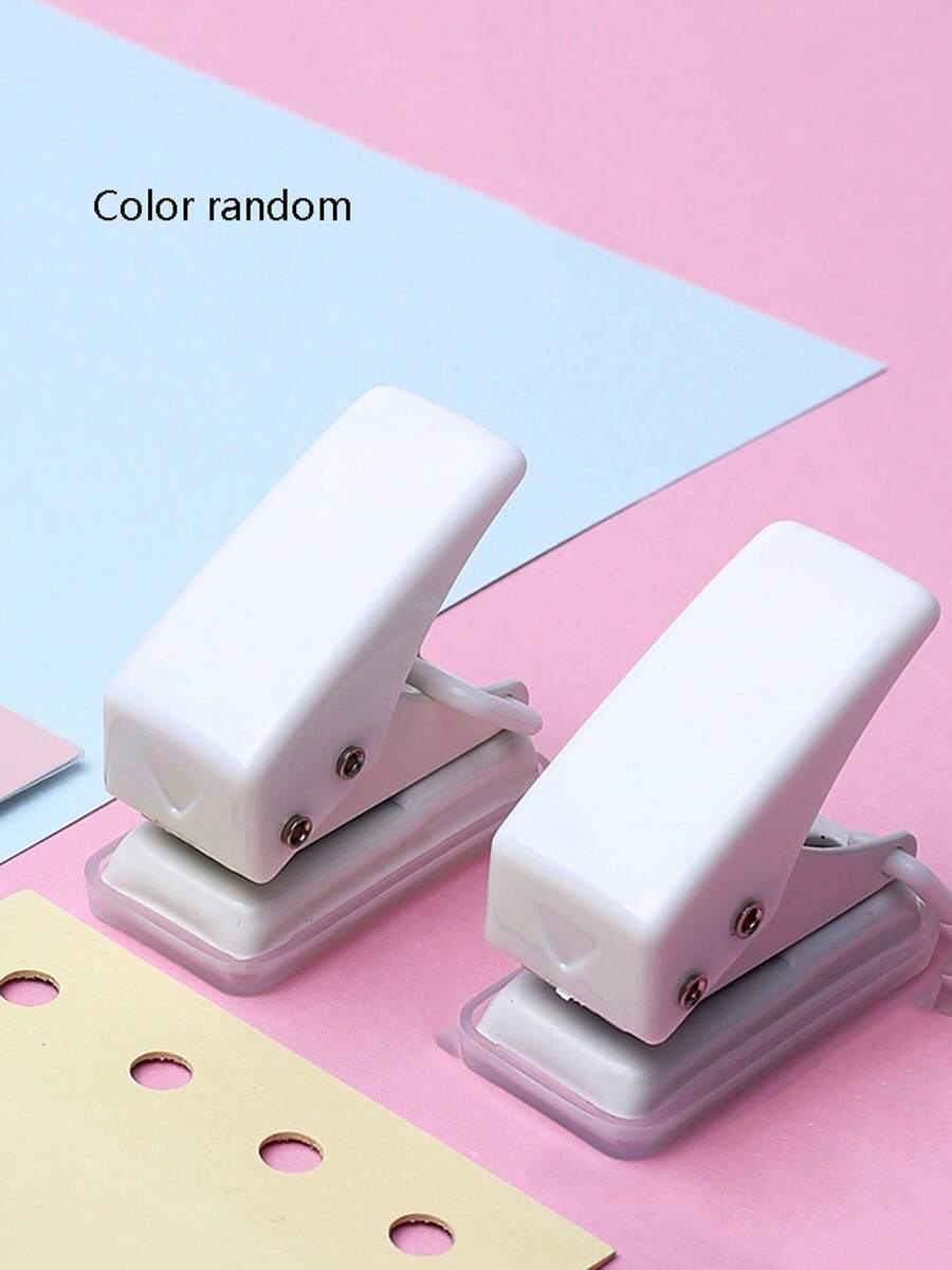 1pc Metal Single Round Hole Puncher For Paper & Loose-Leaf Pages Binding, Stationery Tool - Silver - View 1