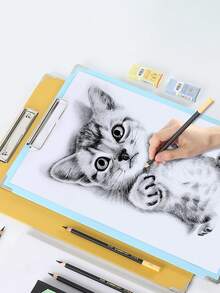 1pc Thickened Waterproof 8k Color Sketching Clip, Children's Drawing Clip, Sketching And Life Drawing Black Board With Fabric Texture. Applicable To: Outdoor Sketching For Art Students, Students' Drawing Of Classroom Homework, Teachers' Drawing Of Lesson Plans, Document Storage, And Outdoor Quick Sketching