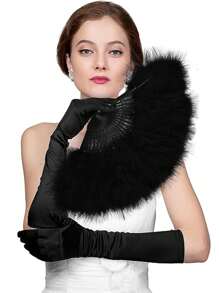 There Are Eight Colors To Choose From - Elegant Solid Color Feather Folding Fan, Women's Photo Prop, High-End Art Piece, Princess Role-Playing Prop, And Hand Fan.