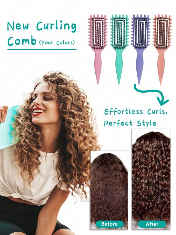 2025 Pro Curl Hair Brush | Curl Defining Brush For Perfect Summer Curls, Waves, And Coils – Anti-Frizz, Smooth Glide, Ideal For Humid Weather