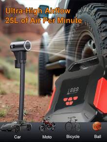 便攜式充氣泵，無線汽車空壓機，150PSI 智慧自動充氣泵適用於汽車輪胎，可充電電池行動電源，附數位壓力錶與 LED 燈的充氣泵，適用於車輛、自行車、球類 - 彩色 - 查看 6