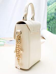 白色樱花包钥匙扣，手提包挂件，时尚简约金属链，送给女性和好朋友的礼物，汽车配饰，包包挂饰 - 白色 - 查看 6