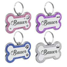 Custom Dog Tags Pendant, Personalised Cat Dog Puppy Pet ID Name Pendants, Collar Tag Pendant Pet Accessories Bone Glitter Pendant, Perfect Gift For Your Pet Ornamental,Sequins Stylish,Contracted,Cute,Cuties,Fashion,Colorful Unique,Customized Christmas Decor,Dog Name/ID Tags Personalized,Treasure Finds Ideal Gifts For Him Her,Family,Friends,Pet Lovers,Pet For Anniversaries,For Birthdays,For Christmas,For Housewarming,For Fall/Autumn/Winter