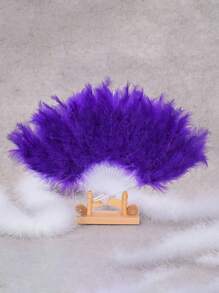 There Are Eight Colors To Choose From - Elegant Solid Color Feather Folding Fan, Women's Photo Prop, High-End Art Piece, Princess Role-Playing Prop, And Hand Fan.
