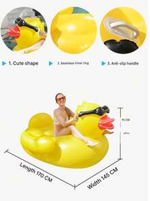 Inflatable Pvc Water Floating Raft, Large Yellow Duck Floating Raft For Swimming Pool, Inflatable Floating Bed For Tanning Pool Lounge Chair, Summer Swimming Pool.