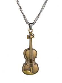 1 Pc Guitar Violoncello Pendant Necklace For Men Boys Vintage Collars Chokers Music Punk Jewelry Gifts