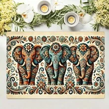 1/4/6 piezas Manteles individuales lavables de lino con estampados, salvamanteles protectores para mesa de interior y exterior, adecuados para vacaciones, fiestas, cocina