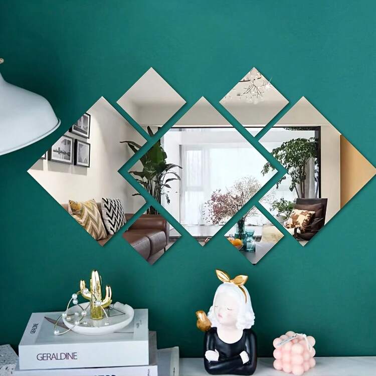 7 piezas, Pegatinas de espejo de pared de acrílico cuadrado, Diseño rectangular clásico, Pegatinas de espejo de pared de rombo 3D, Combinación de decoración del hogar creativa, A prueba de roturas y autoadhesiva, ¡Visualmente brillante y estética! Pegatinas decorativas removibles, Adecuadas para la sala de estar, dormitorio, estudio, entrada, baño, oficina, pasillo o pared de fondo del sofá, Se pueden usar como decoración de pared para regalos de cumpleaños y vacaciones Decoración de habitaciones Pegatinas personalizadas - Multicolor - Añade 4