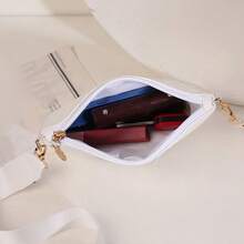 2pcs Women's Fashion Wave Print Embossed Webbing Crossbody Bag, Shiny Metal Shoulder Bag, Clutch Envelope Bag, Coin Purse - White - View 9