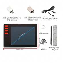 8192 niveaux de pression 8 touches express Tablette graphique légère, convenant pour Windows, compatible OTG pour la création artistique, l'esquisse, la conception et l'enseignement, zone active de 7,6 x 5,6 pouces avec système d'équilibrage d'inclinaison et taux de rapport de 266 PPS pour une expérience de dessin fluide