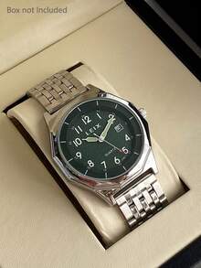 1PC Men's Watch With Calendar Wear-Resistant Steel Band, Classic Fashion Sports Style Suitable For Occasions, Dates, Business, Gifts, Quartz Watch - MEN - View 1