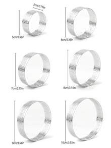 6入 銀色/黑色/金色法式穿孔塔環，不鏽鋼圓形慕斯環，家用與商用甜點水果塔環，塔殼成型模具，起司蛋糕糕點慕斯烘焙模具 - 彩色 - 查看 13