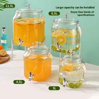1pc冷水桶带水龙头饮料饮料桶柠檬果茶桶果汁罐酒瓶便携式冷水壶（不含水壶架）