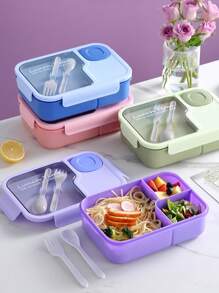 1 pezzo Borsa termica per il pranzo con cucchiaio e forchetta, capacità 1400ML, contenitore per salsa indipendente, contenitore per alimenti multicomparto, adatto per campeggio, ufficio, scuola, ritorno a scuola, feste, regali di Natale/compleanno (blu/rosa/verde/viola)