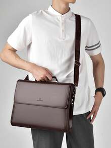 Men's Business Briefcase Bag With Rivet Details, Top Handle, 43.31-Inch Shoulder Strap, Suitable For Daily Commute And Meetings - Multicolor - View 5