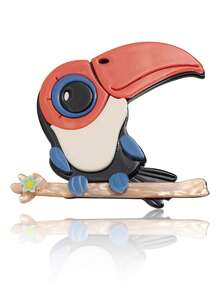 1 件时尚可爱的亚克力手工鹦鹉、猫头鹰、鸟系列胸针适合女性日常佩戴 - 壓克力拼接鳥系列胸針 - 查看 10