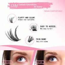 190 PCS DIY Cluster Lashes Extension Kit - Professional-Grade Adhesive & Curler, Natural To Glam Volume Reusable Clusters, Long-Lasting At-Home Salon Set For Beginners