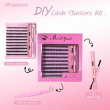 190 PCS DIY Cluster Lashes Extension Kit - Professional-Grade Adhesive & Curler, Natural To Glam Volume Reusable Clusters, Long-Lasting At-Home Salon Set For Beginners