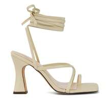 XY LONDON Dylan Women's Lace Up Toe Post Heeled Sandals, Square Toe, High Heels, Sculptured Block Heel, Black, Green, Nude, Synthetic Leather, Nightclub Style, Party, Spring/ Summer