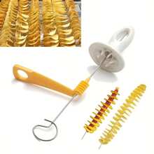 6 pièces/set Coupe-spirale pour pommes de terre multifonction, coupe-légumes manuel en acier inoxydable de type tornado, convient pour le barbecue, outil de cuisine