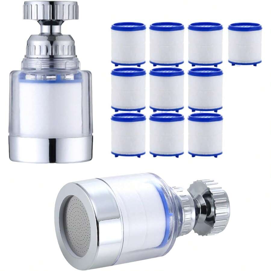 10/20/30 PCS Kitchen And Bathroom Replacement Water Filter Cartridges, 360 ° Rotating Bathroom Sink Filter - No Power Required, Blue And White, Easy To Install Sink Faucet Water Purifier Filter For Kitchen Sink Faucet Water Filter Removes Chlorine Fluoride Heavy Metals
