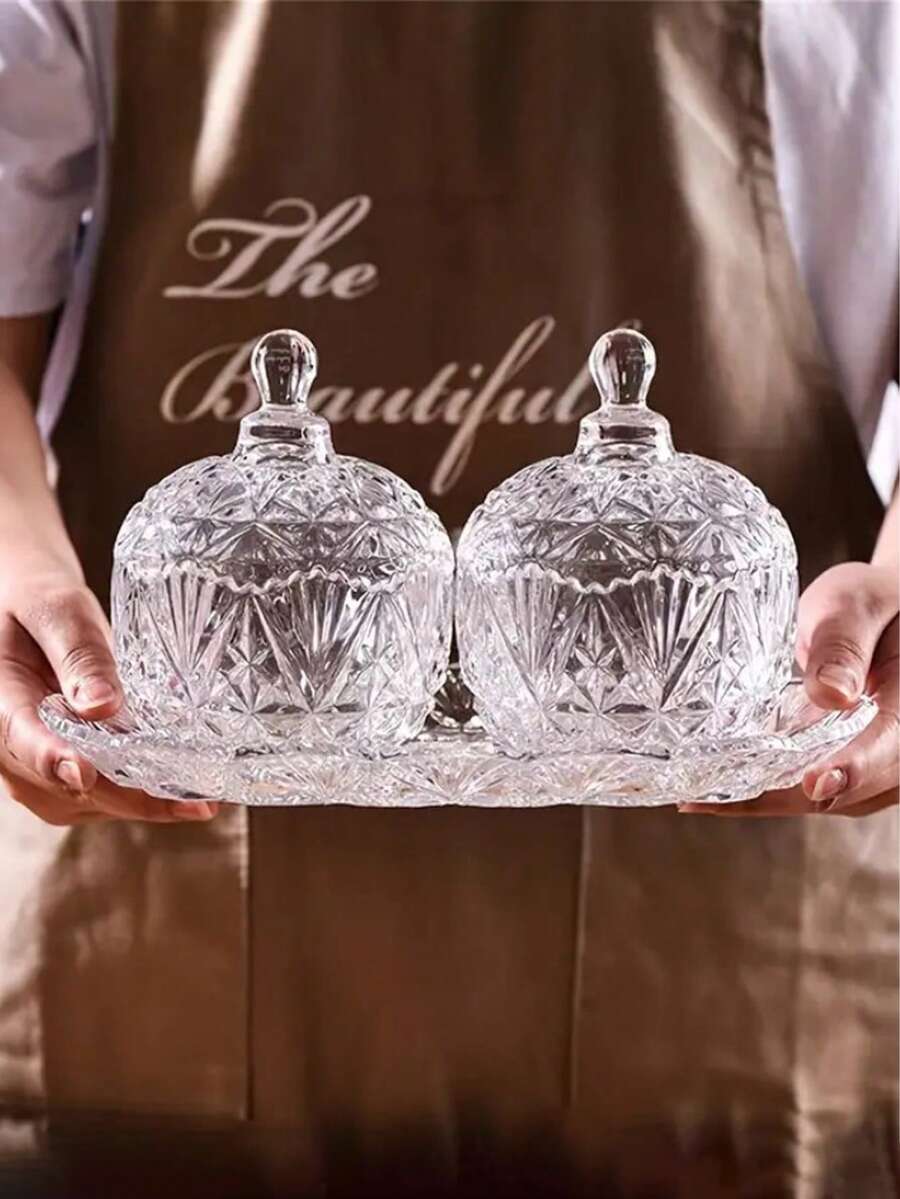 Tarro de almacenamiento con diseño de corona de cristal y estrella completa, tarro de caramelos/frutas secas para la sala de estar, tarro grande de azúcar para la cocina, joyero para regalo festivo, tarro de almacenamiento avanzado y colorido, material que inspira confianza para su uso.